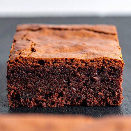 Chocolate brownies on a slate plate. Selective focus.の素材
