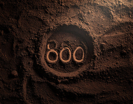 Coffee powder in the form of numbers on a dark backgroundの素材