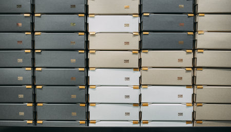 Close-up of file folders in archive storage room, business conceptの素材