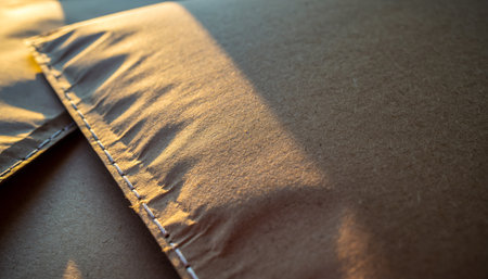 Close up of brown fabric texture background with copy space for text.の素材