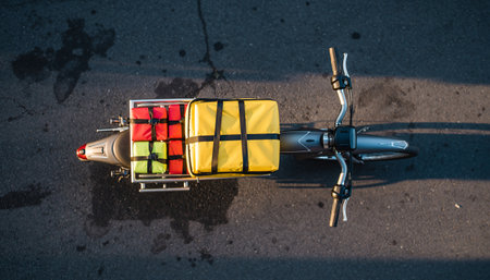 Racing bike on the road. View from above. 3d renderingの素材