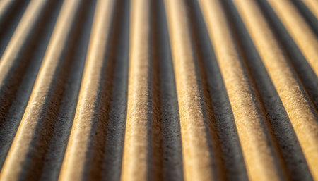 Close-up of corrugated cardboard. Abstract background and texture for design.の素材