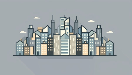 Cityscape in flat style. Vector illustration. Cityscape in flat style.の素材