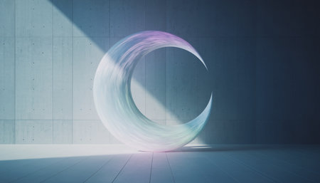 3D rendering of an abstract background with a luminous circle.の素材