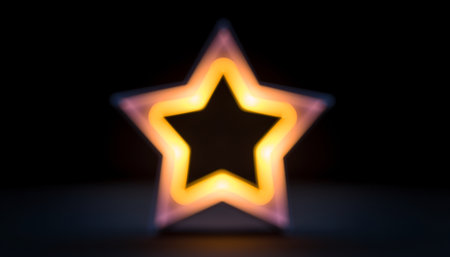 Star shape bokeh on black background. 3D rendering.の素材