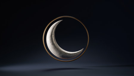 Ramadan Kareem. Crescent Moon on a black background. 3d renderingの素材