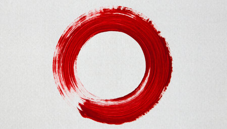 Red circle on white paper background. Abstract red circle on white paperの素材