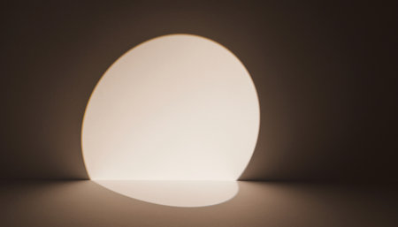 3d rendering of a simple light coming through a dark room.の素材