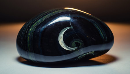 Close up of a sea shell with a crescent moon inside.の素材