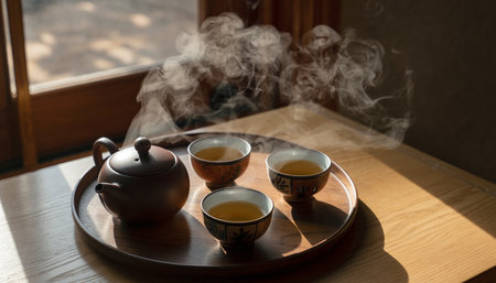 tea ceremony in the morning, tea ceremony in the morning.の素材