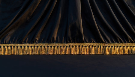 Curtain of black silk or satin. 3D rendering.の素材