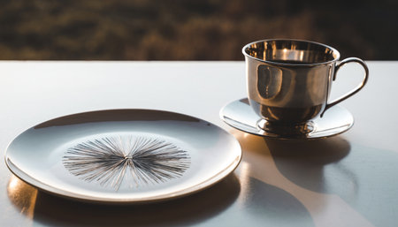 Coffee cup and saucer on the table, stock photoの素材