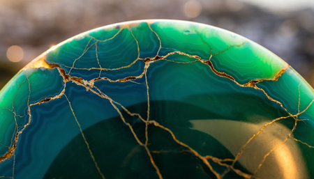 Closeup of a beautiful agate gemstone in the sunlight.の素材