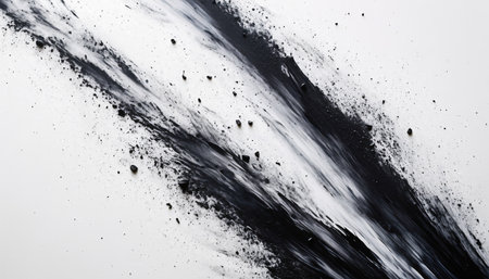 black paint splashes on a white background, abstract black paint backgroundの素材