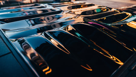 Close-up of the headlights of a modern car in the cityの素材