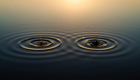Drops of water on the surface of the water. Abstract backgroundの素材