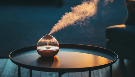 Burning candle in the shape of an hourglass on the tableの素材