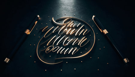 Merry Christmas and Happy New Year, Calligraphic Letteringの素材