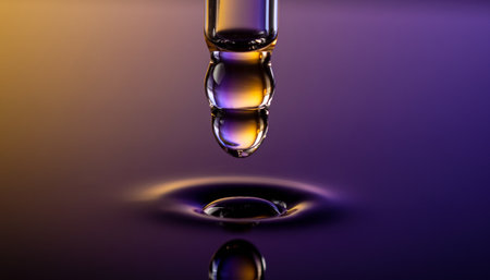 Dropper with liquid and reflection on the water surface. 3D illustrationの素材