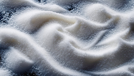 White sugar on black background. Abstract background. Close-up.の素材