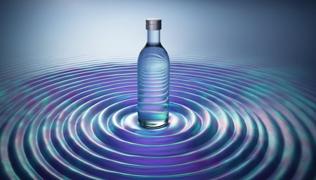 Bottle of water on a rippled background. 3D renderingの素材