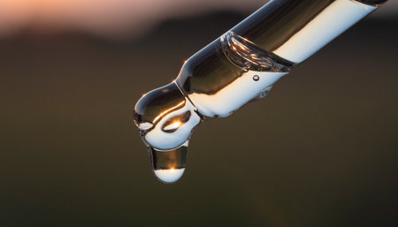 Pipette and dropper on the background of the sunset.の素材