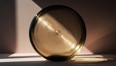 3d render of glass vase with light and shadow on the wallの素材