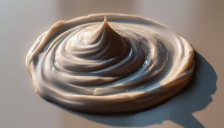 close up of a cream swirl on a white background, shallow depth of fieldの素材