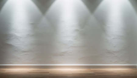 Empty room with white wall and wooden floor. Mock up, 3D Renderingの素材