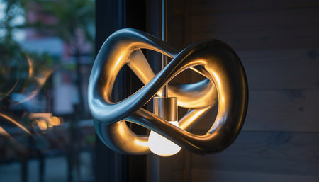 Lamp in the form of a heart on the glass door.の素材