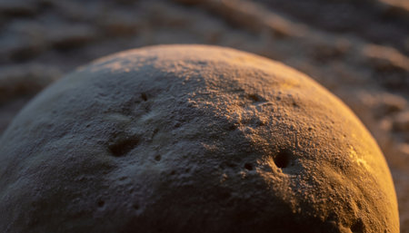 Close-up of a stone on the beach in the evening.の素材