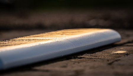 Close-up of a rubber mat lying on a wooden floor.の素材