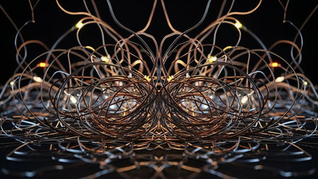 3d illustration of abstract geometric composition,digital art works. 3d rendering.の素材