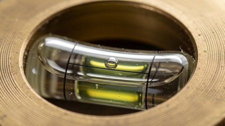 Close-up of a spirit level. Macro shot.の素材