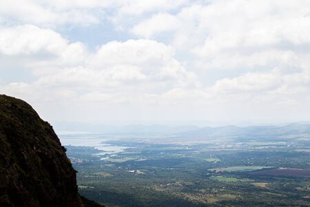 View of Hartbeespoort Dam from atop of the Magaliesberg Mountain Rangeの写真素材