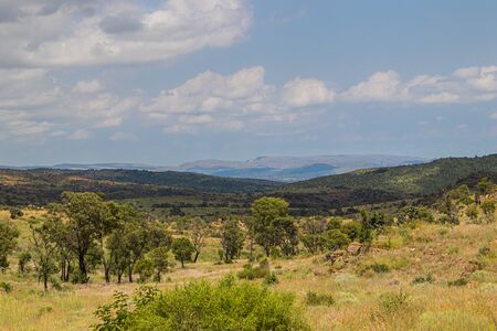 View of hills in the Magaliesberg Mountain rangeの写真素材