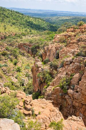 A view of a gorge in the Magaliesberg Mountain rangeの写真素材