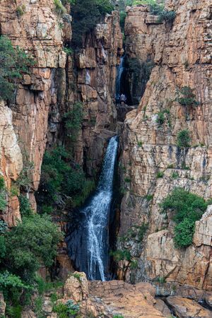View of a waterfall in the Magaliesberg Mountain Rangeの写真素材