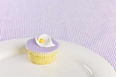 Cupcake on a white plateの写真素材