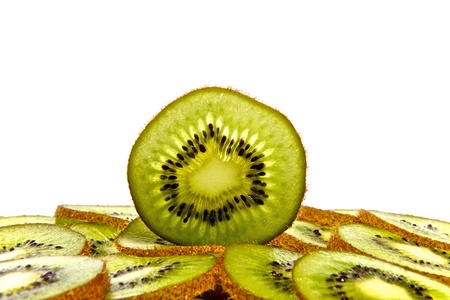 Kiwi Fruit cut in slicesの写真素材