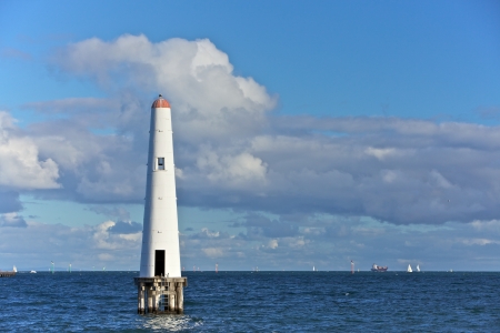 Lighthouse at sea in Melbourneの写真素材