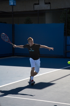 Australia's Lleyton Hewitt during his practicing session at Australia Open Tournament in Melbourne のeditorial素材
