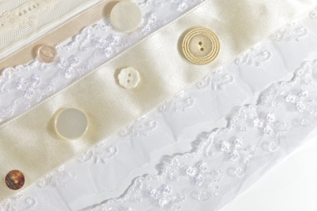 Sewing materials, lace, ribbons and buttonsの写真素材