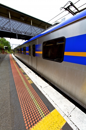 Train waiting in Melbourne, Australiaの写真素材