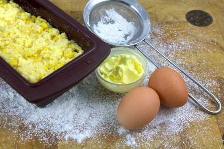 Baking a corn bread in the Kitchen, Home Relatedの写真素材