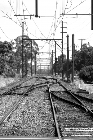 Railroad train track in the country の写真素材