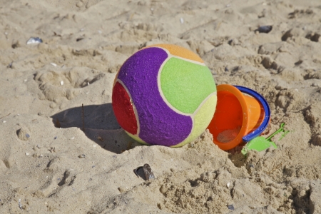Round ball in the sandの写真素材