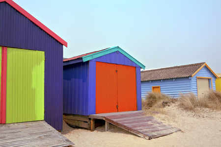 Colorful Beach Huts in  Melbourne, Australiaの写真素材