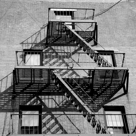 Fire escape stairs in New York City, USAの写真素材