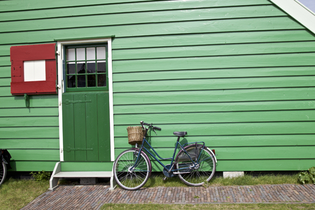 Home and bicycle in Netherlands, Hollandの写真素材